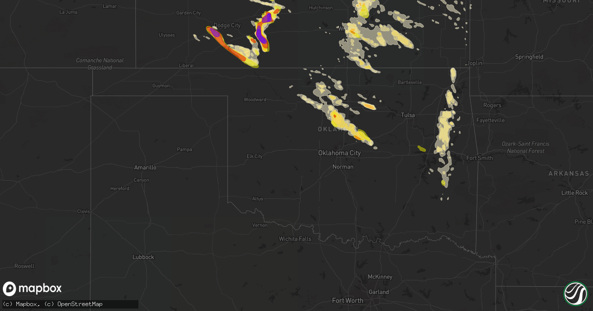 Hail map in Oklahoma on June 17, 2017