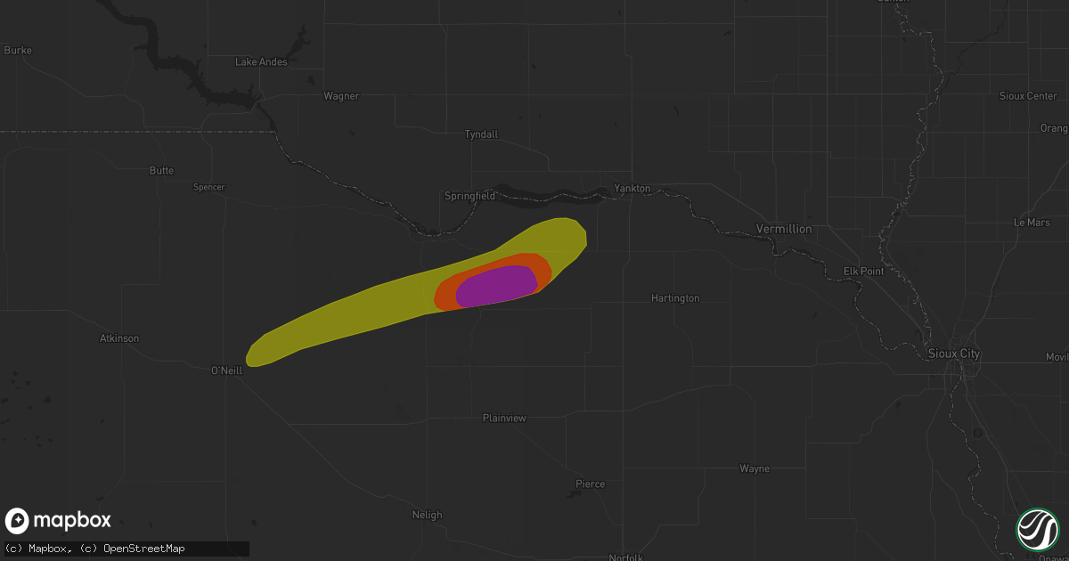 Hail map in Bloomfield, NE on June 17, 2018
