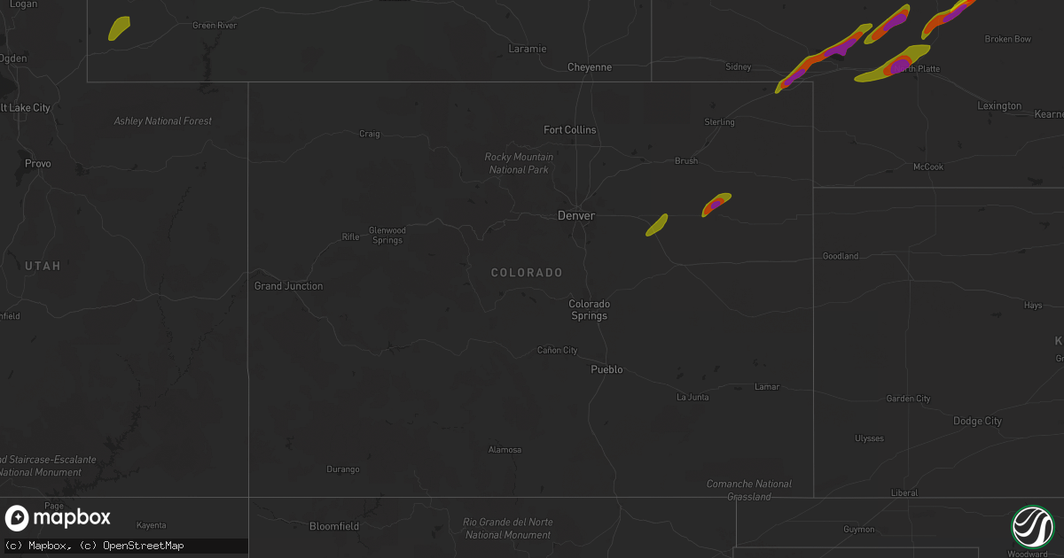 Hail map in Colorado on June 17, 2018