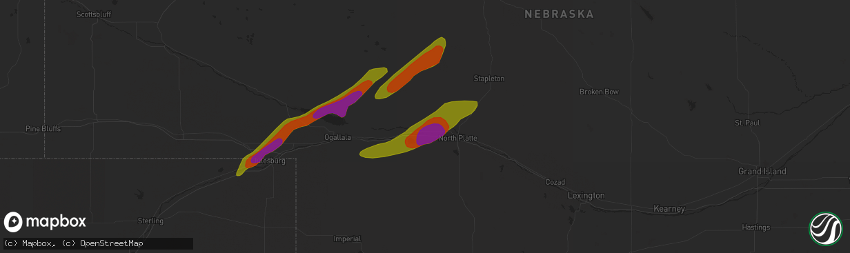 Hail map in Hershey, NE on June 17, 2018