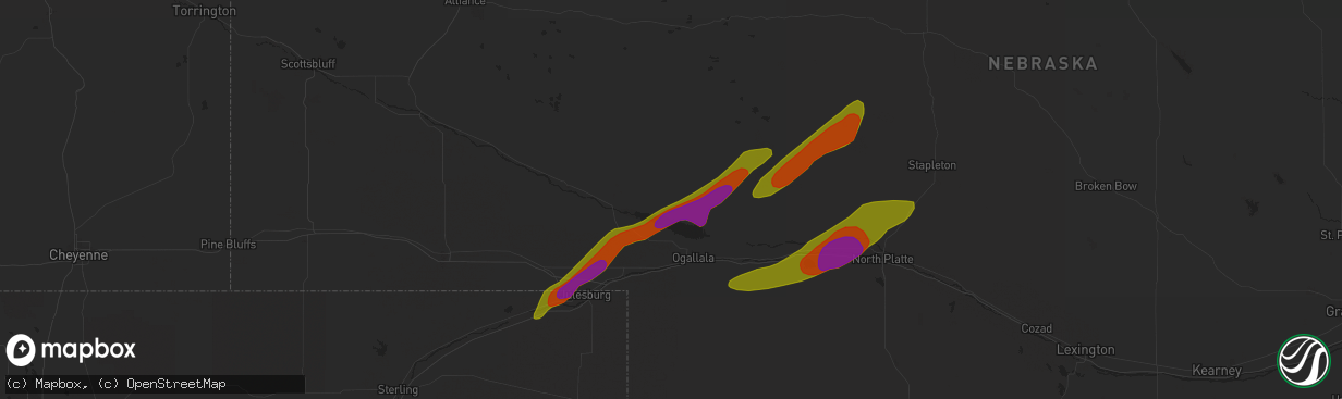 Hail map in Lemoyne, NE on June 17, 2018