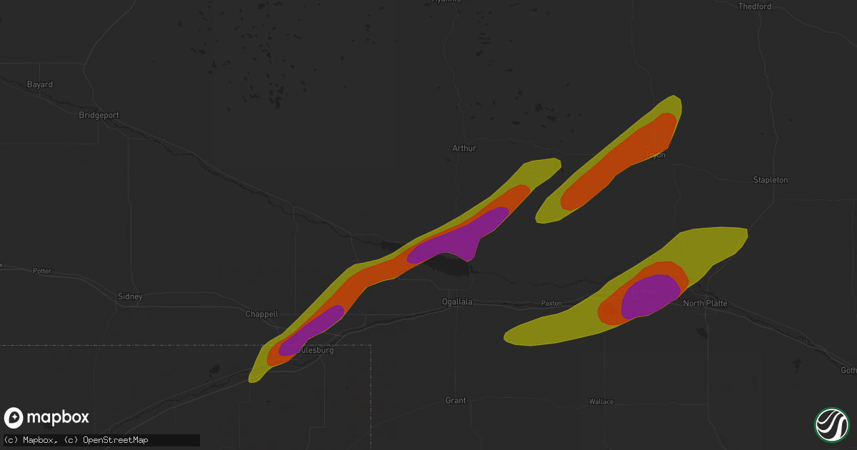 Hail map in Lemoyne, NE on June 17, 2018