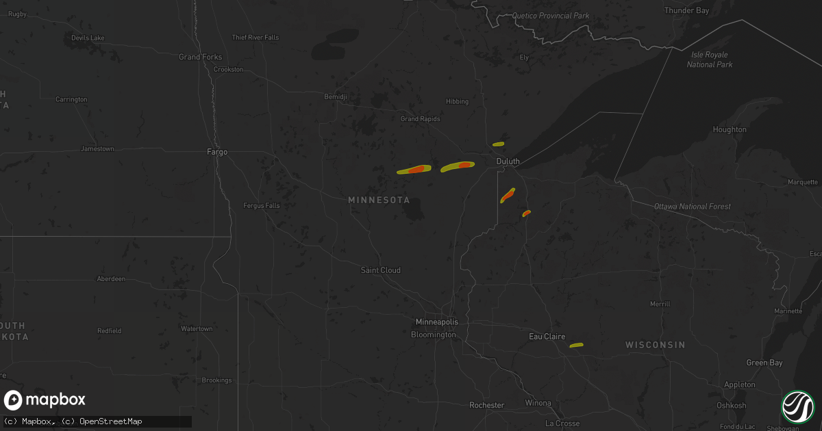 Hail map in Minnesota on June 17, 2018