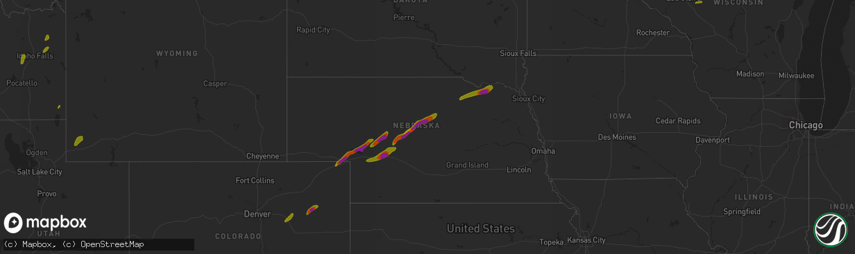 Hail map in Nebraska on June 17, 2018