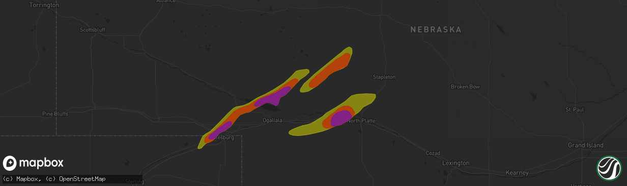 Hail map in Sutherland, NE on June 17, 2018