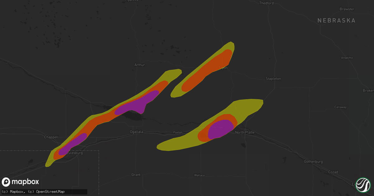Hail map in Sutherland, NE on June 17, 2018