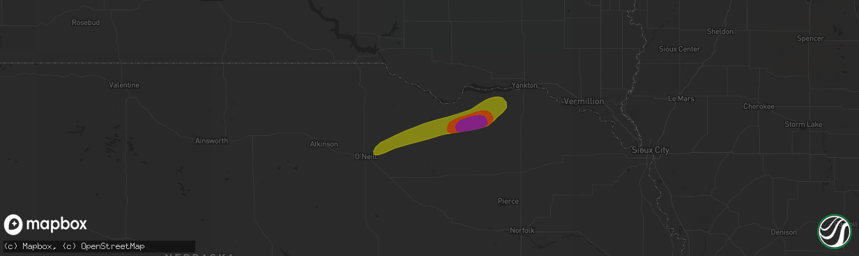 Hail map in Verdigre, NE on June 17, 2018