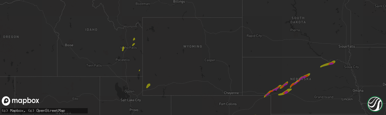 Hail map in Wyoming on June 17, 2018