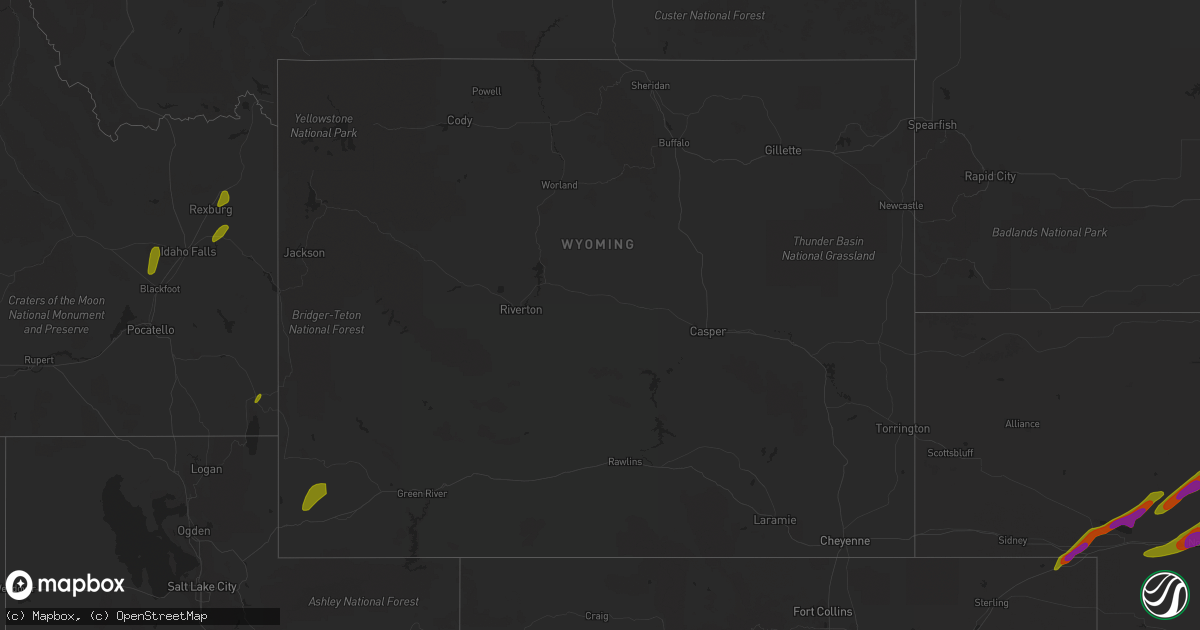 Hail map in Wyoming on June 17, 2018