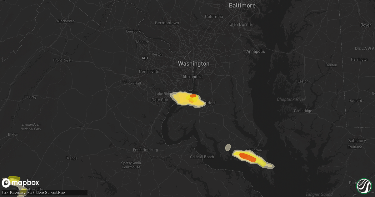 Hail map in Bryans Road, MD on June 17, 2019