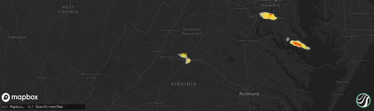 Hail map in Charlottesville, VA on June 17, 2019