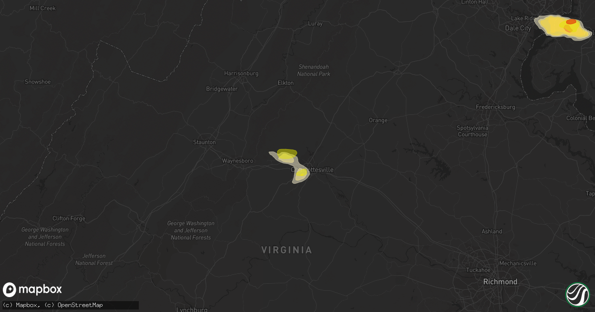 Hail map in Charlottesville, VA on June 17, 2019