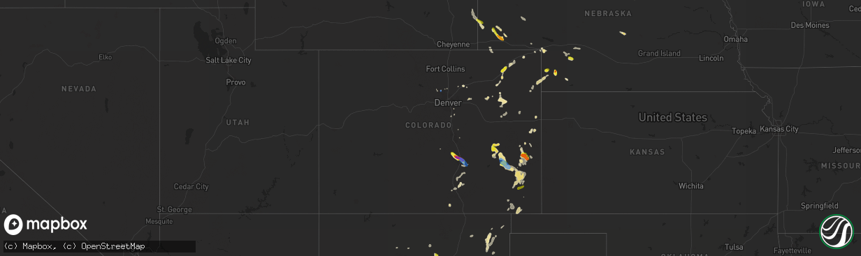 Hail map in Colorado on June 17, 2019