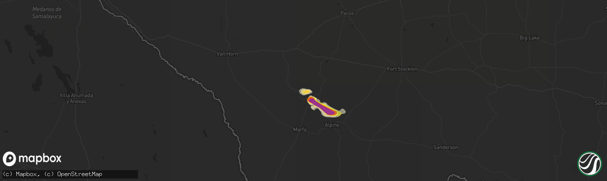 Hail map in Fort Davis, TX on June 17, 2019