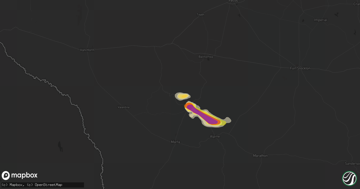 Hail map in Fort Davis, TX on June 17, 2019