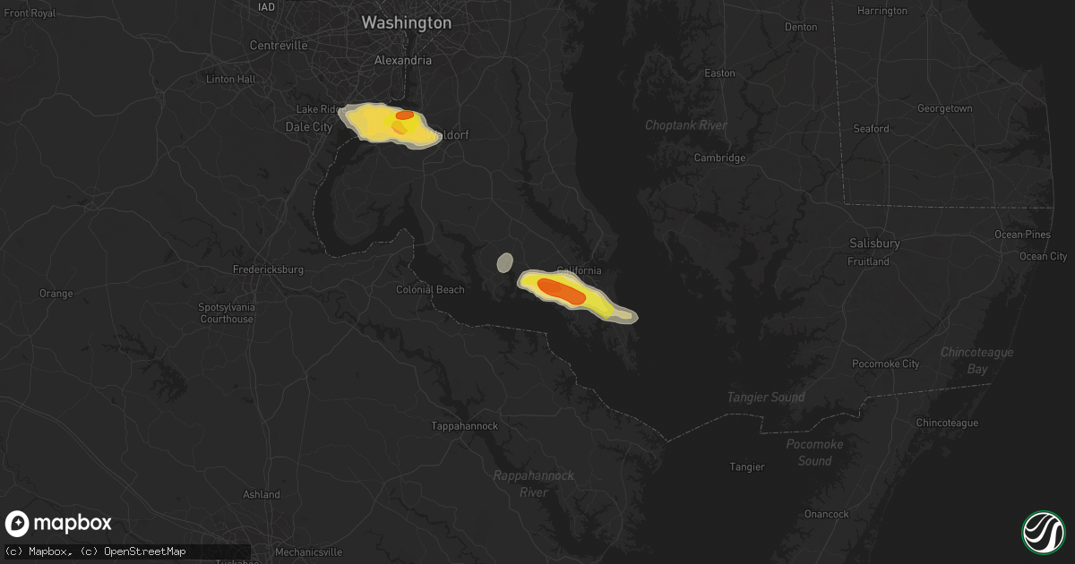 Hail map in Leonardtown, MD on June 17, 2019