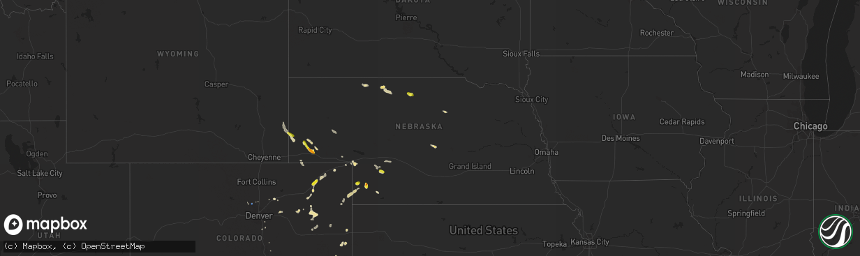 Hail map in Nebraska on June 17, 2019