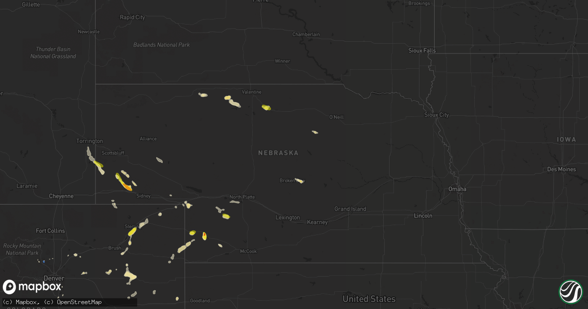 Hail map in Nebraska on June 17, 2019