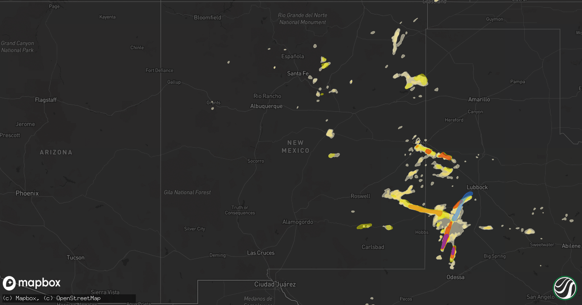 Hail map in New Mexico on June 17, 2019