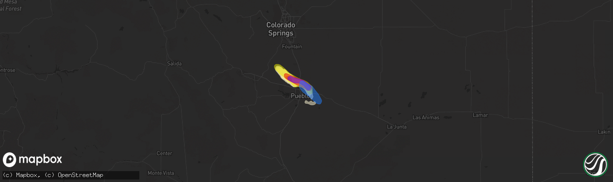 Hail map in Pueblo, CO on June 17, 2019