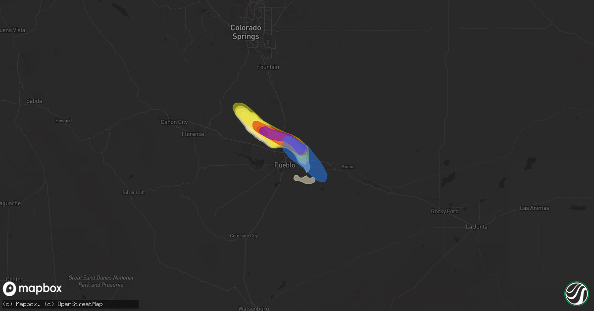 Hail map in Pueblo, CO on June 17, 2019
