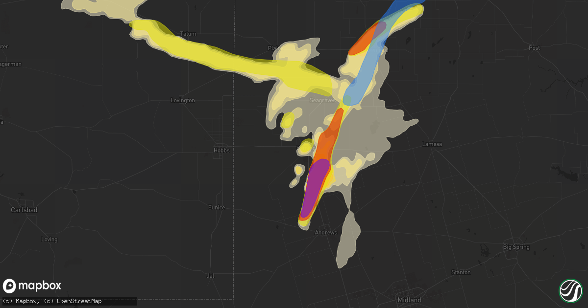 Hail map in Seminole, TX on June 17, 2019