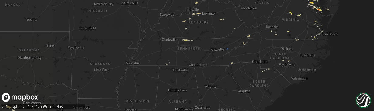 Hail map in Tennessee on June 17, 2019