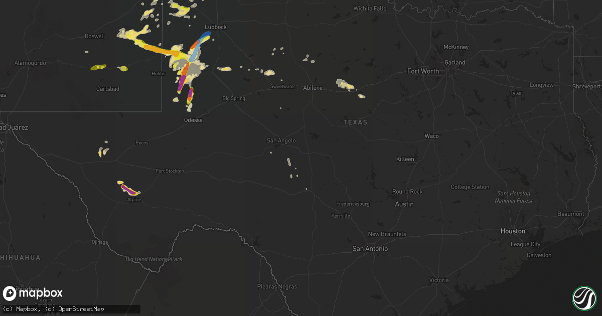 Hail map in Texas on June 17, 2019