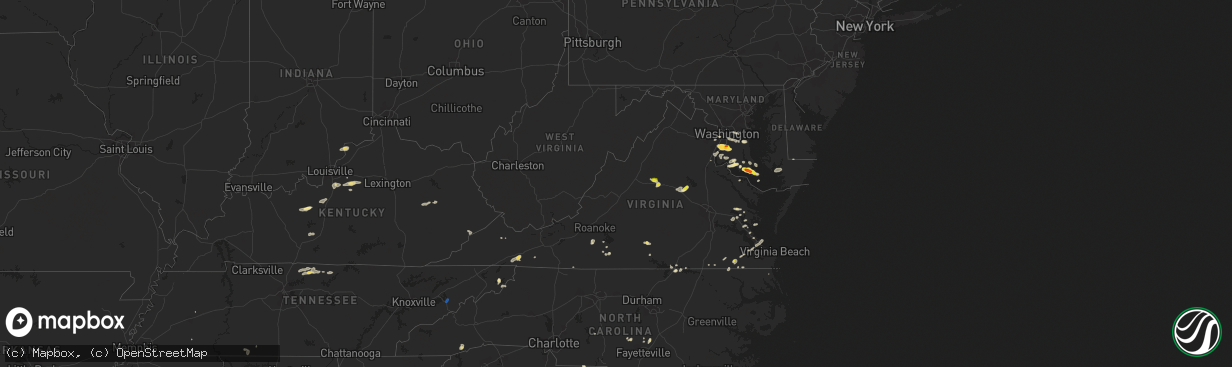 Hail map in Virginia on June 17, 2019