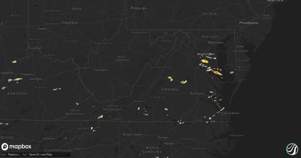 Hail map in Virginia on June 17, 2019