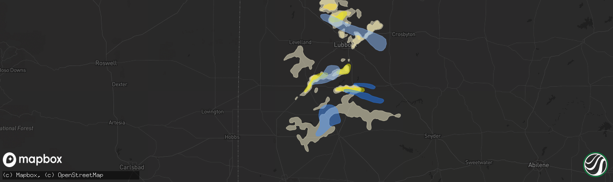 Hail map in Brownfield, TX on June 17, 2020