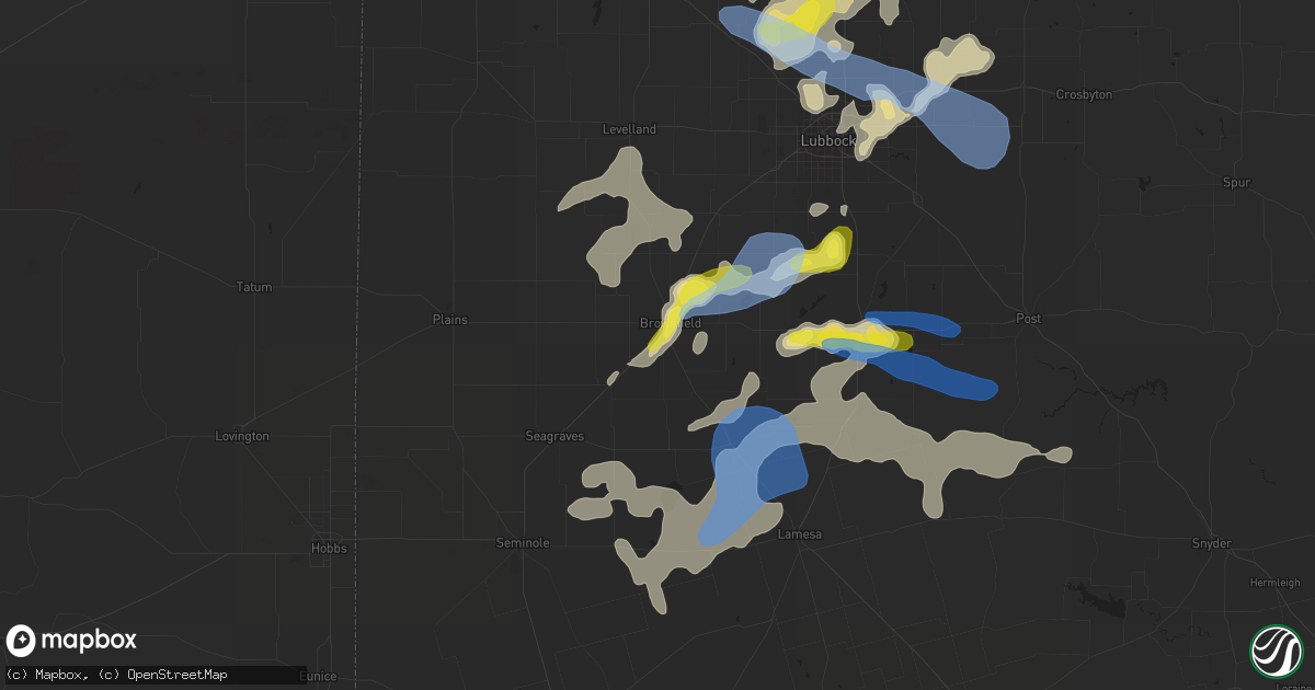 Hail map in Brownfield, TX on June 17, 2020