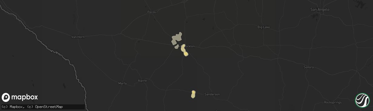 Hail map in Fort Stockton, TX on June 17, 2020