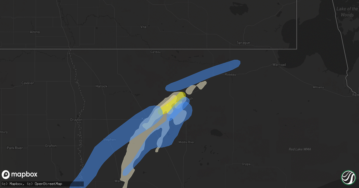 Hail map in Greenbush, MN on June 17, 2020