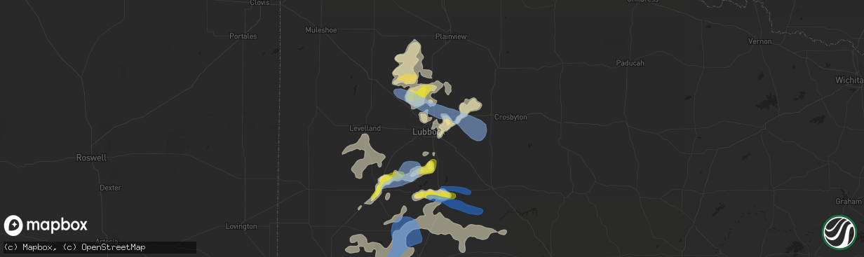 Hail map in Lubbock, TX on June 17, 2020