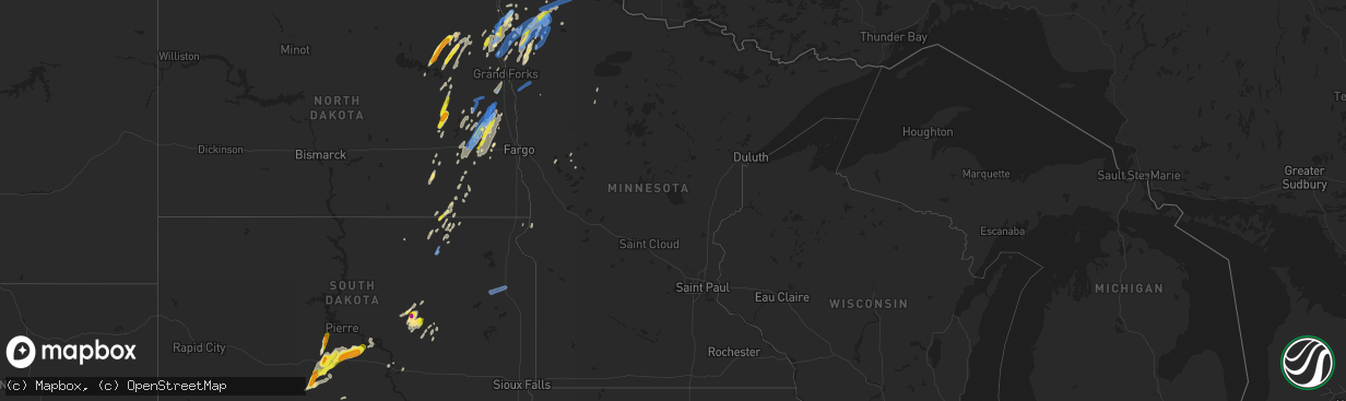 Hail map in Minnesota on June 17, 2020