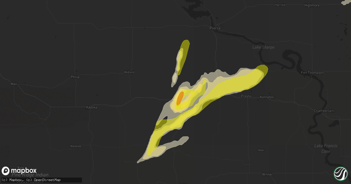 Hail map in Murdo, SD on June 17, 2020