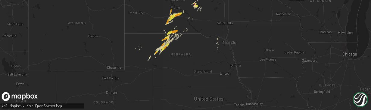 Hail map in Nebraska on June 17, 2020