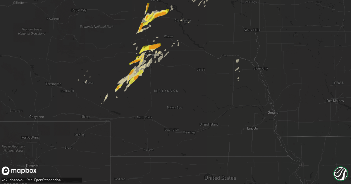 Hail map in Nebraska on June 17, 2020