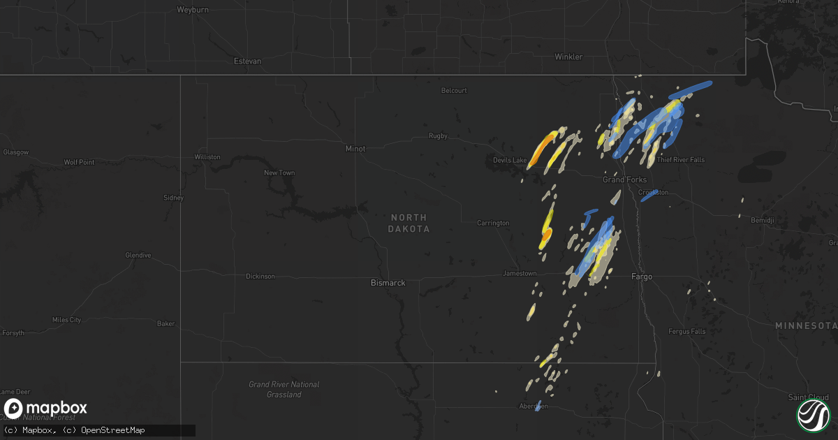 Hail map in North Dakota on June 17, 2020
