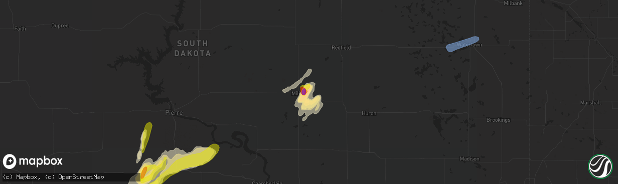 Hail map in Saint Lawrence, SD on June 17, 2020