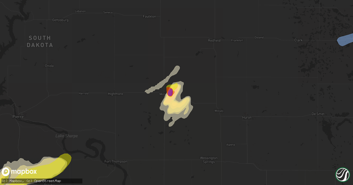 Hail map in Saint Lawrence, SD on June 17, 2020