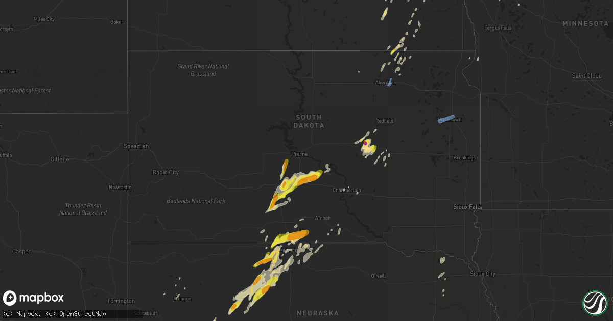 Hail map in South Dakota on June 17, 2020