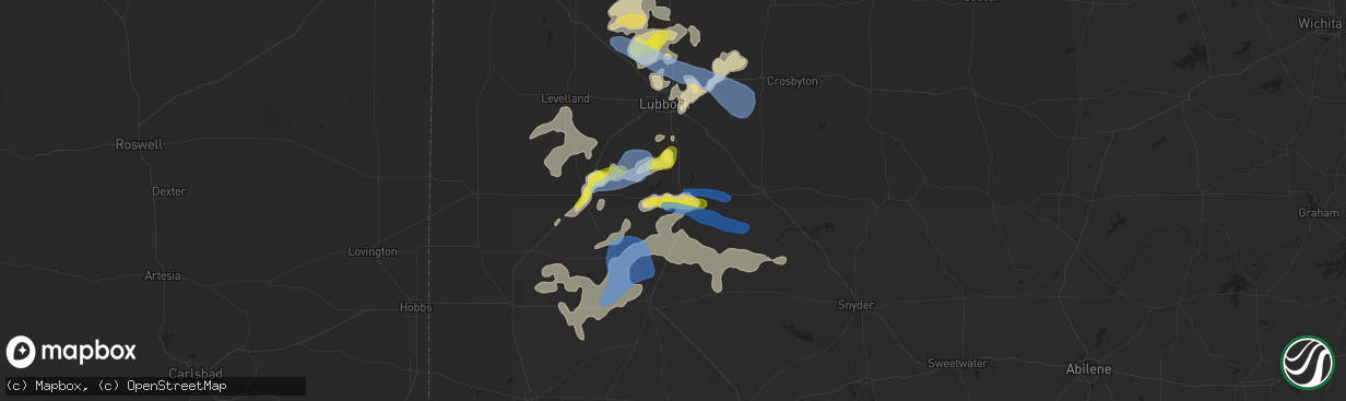 Hail map in Tahoka, TX on June 17, 2020