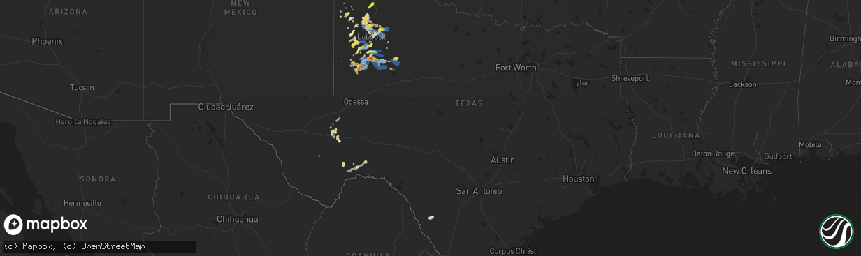 Hail map in Texas on June 17, 2020