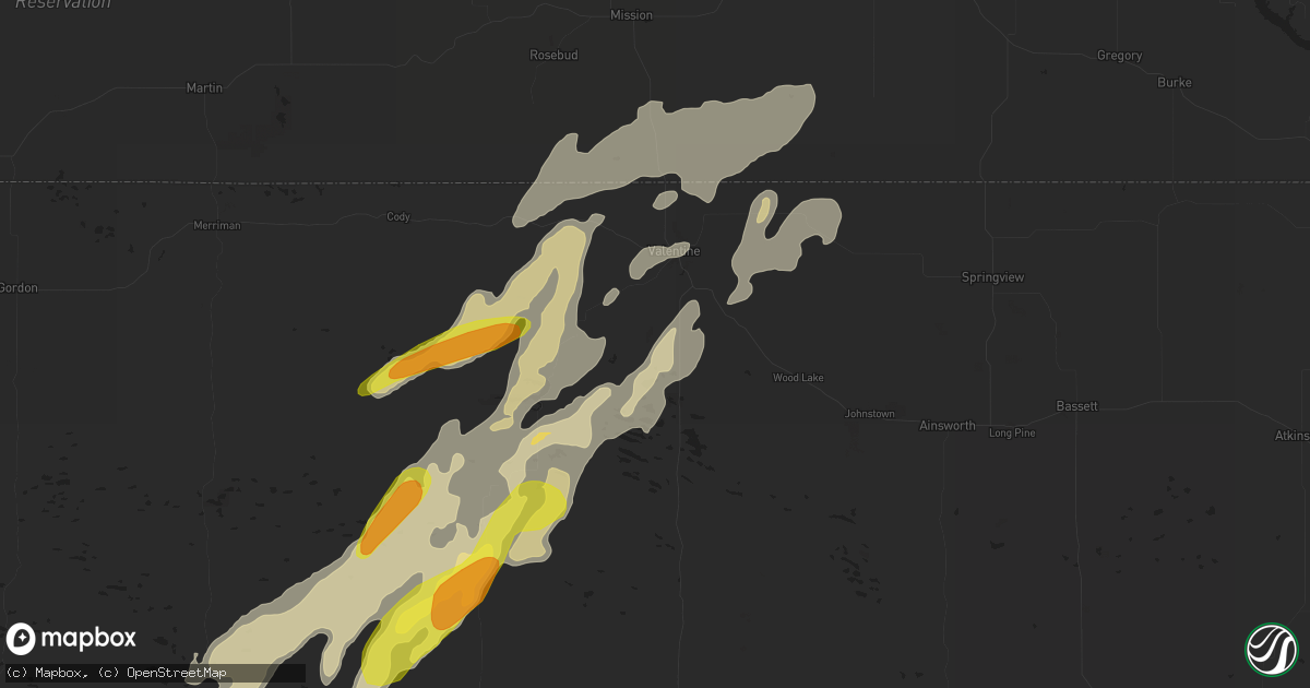 Hail map in Valentine, NE on June 17, 2020