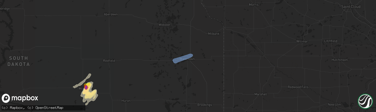 Hail map in Watertown, SD on June 17, 2020