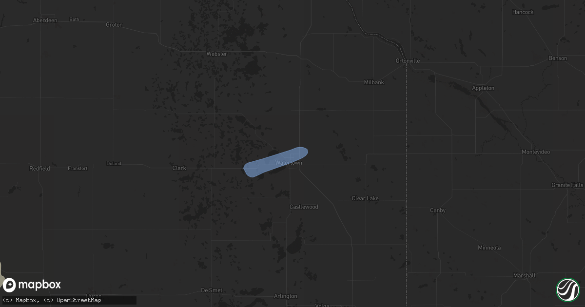 Hail map in Watertown, SD on June 17, 2020