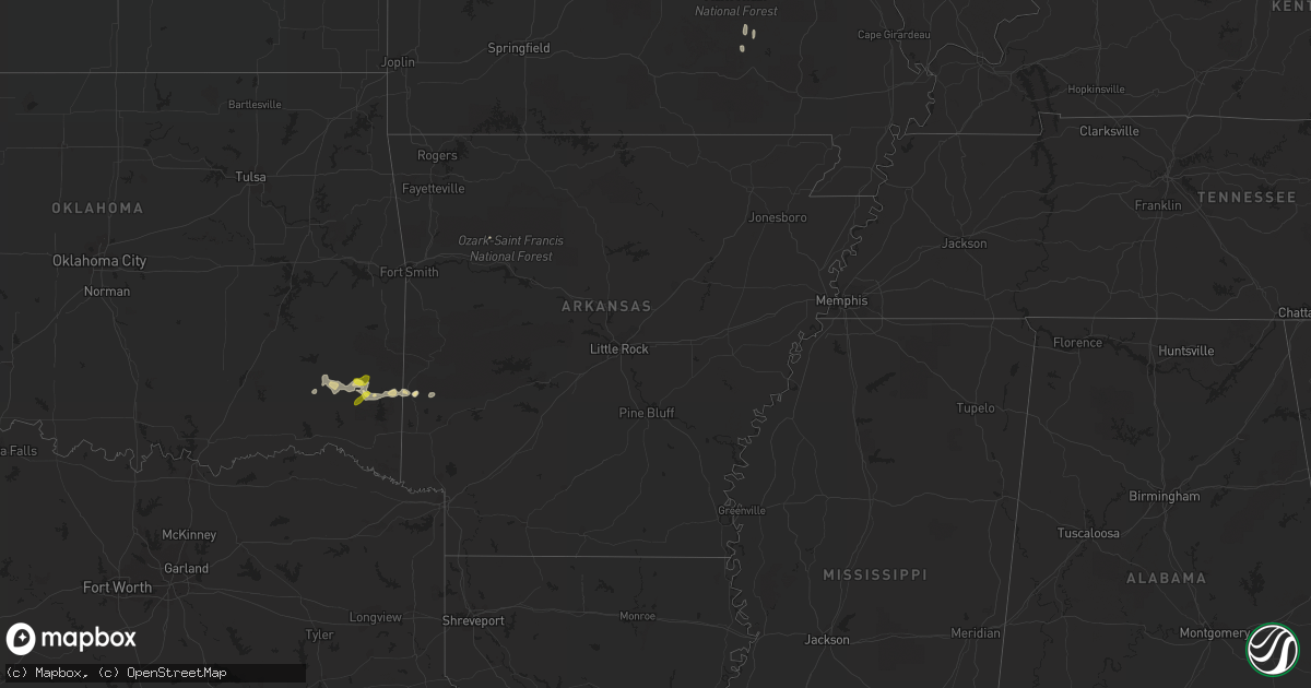 Hail map in Arkansas on June 17, 2021
