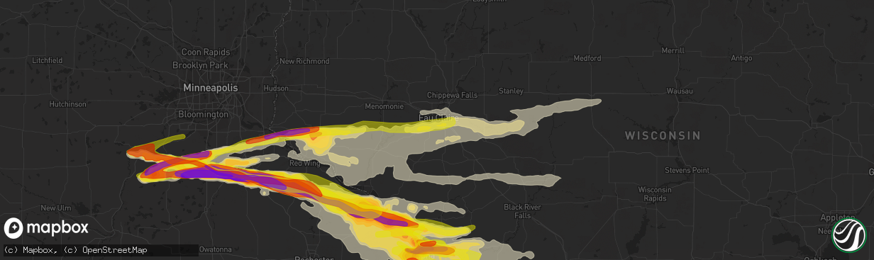 Hail map in Eau Claire, WI on June 17, 2021